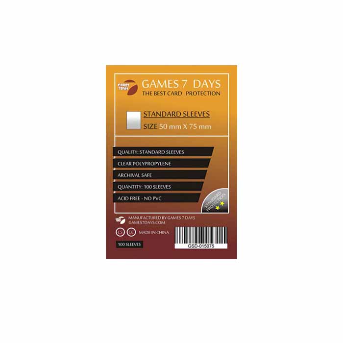 Протекторы для карт Games7Days (50 х 75 мм, Standard USA, 100 шт.) (STANDART)