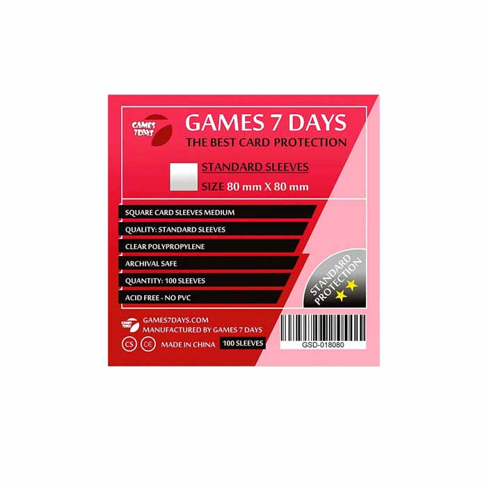 Протекторы для карт Games7Days (80 х 80 мм, Square Medium, 100 шт.) (STANDART)