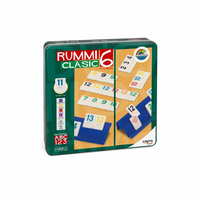 РНастольная игра умми Классик на 6 игроков в металлической коробке (Rummi Clasic 6 players)